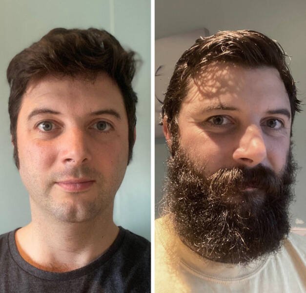 Men Share Their Photos With And Without Beards (16 pics)