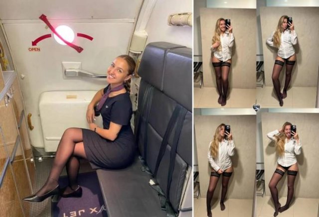 Flight Attendants With And Without Uniform (34 pics)