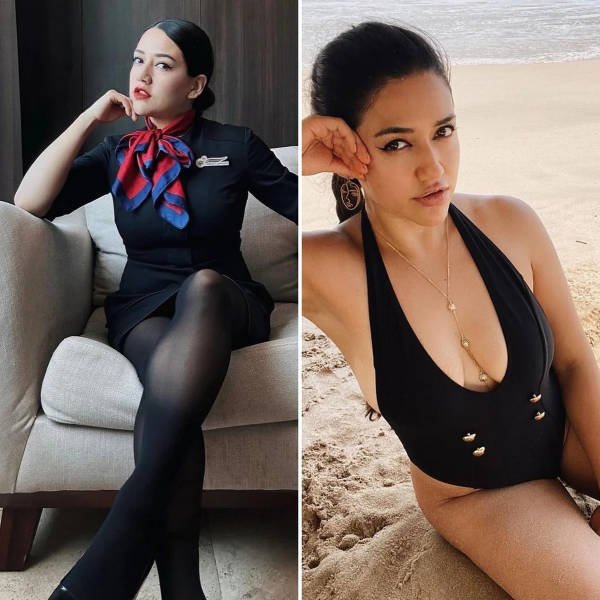 Flight Attendants With And Without Uniform (34 pics)