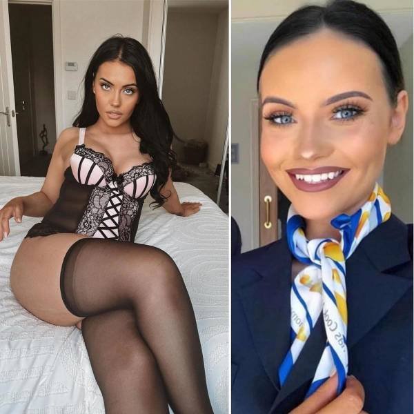 Flight Attendants With And Without Uniform (34 pics)