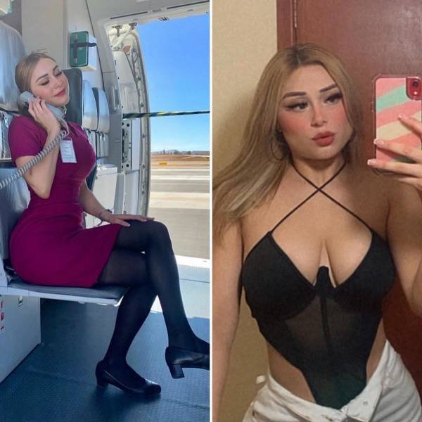 Flight Attendants With And Without Uniform (34 pics)