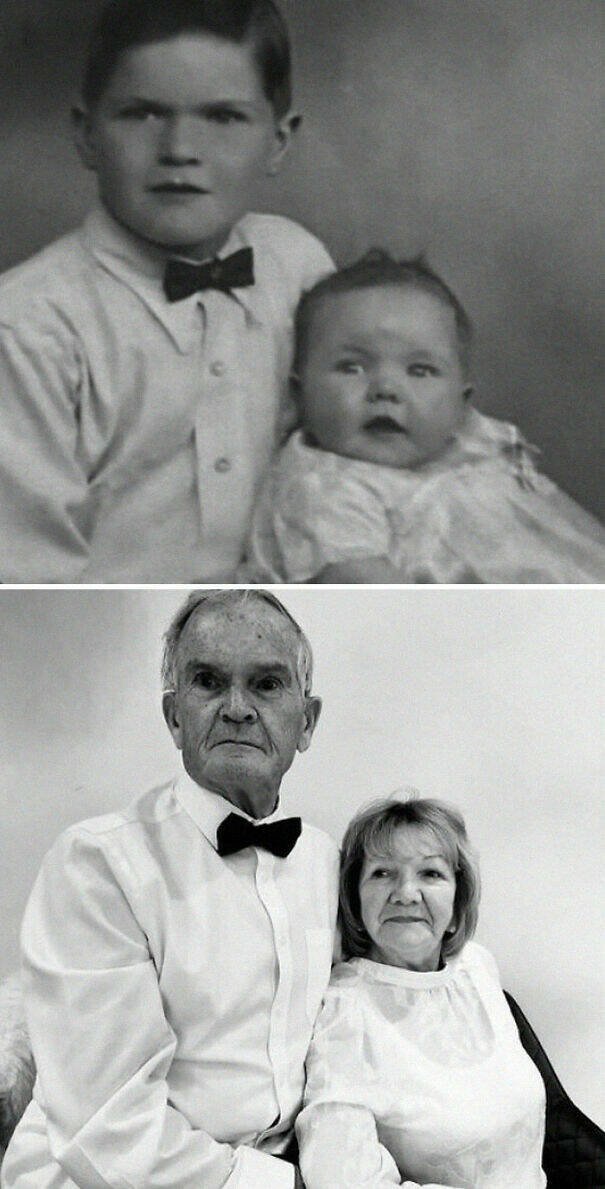 People Repeat Their Memorable Photos From The Past (22 pics)