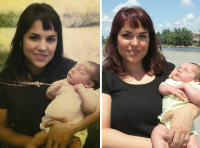 People Repeat Photos From The Past (24 pics)