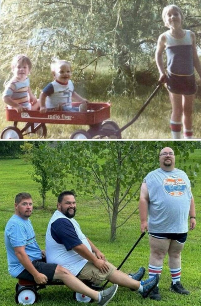 People Repeat Photos From The Past (24 pics)