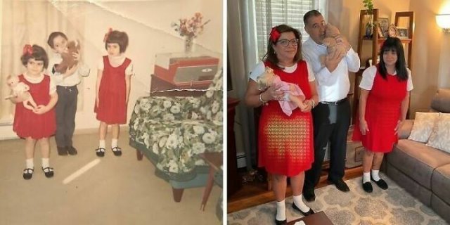 People Repeat Photos From The Past (24 pics)