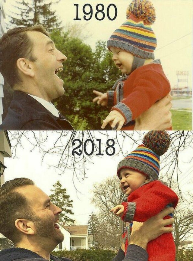 People Repeat Photos From The Past (24 pics)