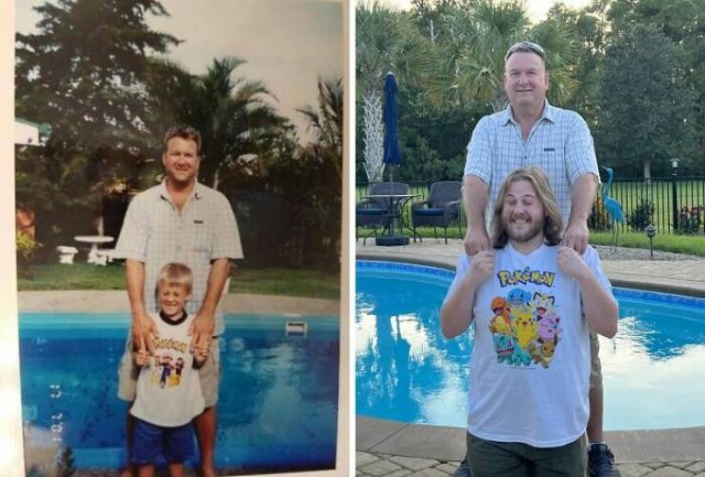 People Repeat Photos From The Past (23 pics)