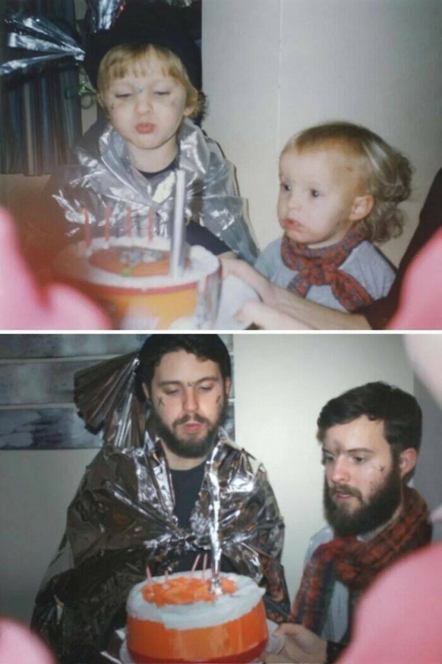 People Repeat Photos From The Past (23 pics)