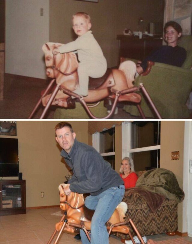 People Repeat Photos From The Past (23 pics)