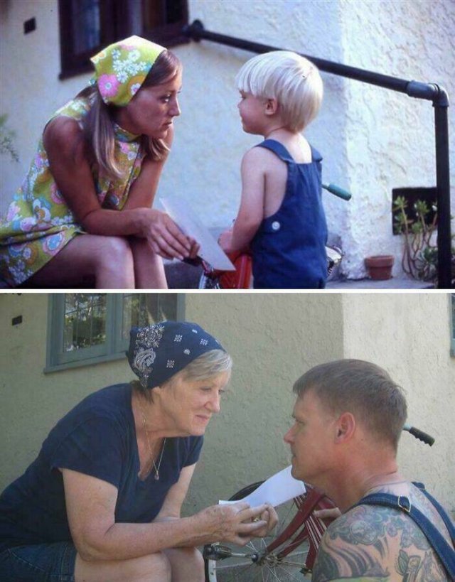 People Repeat Photos From The Past (23 pics)