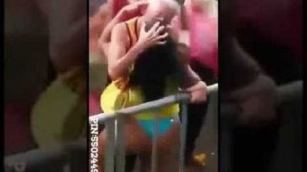 Old Dude Gets His Groove On With Young Woman At Rave!