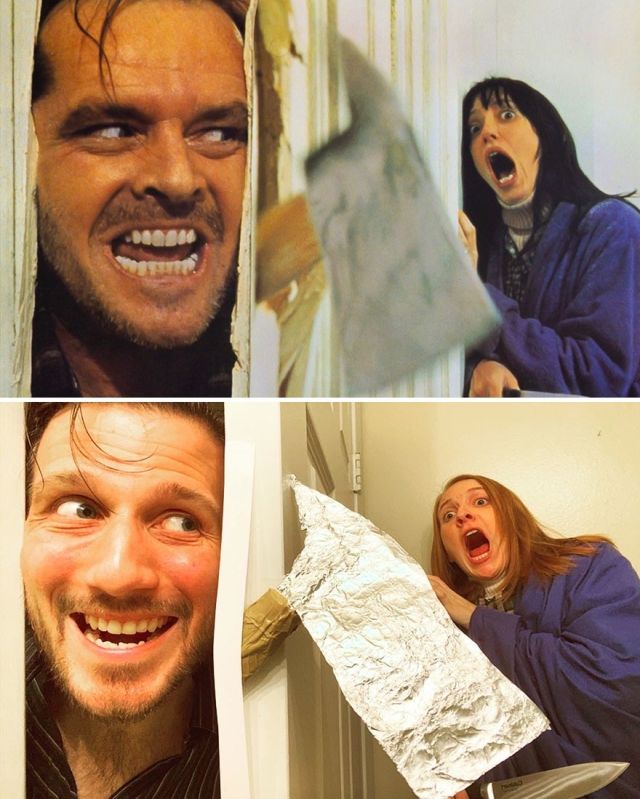 The Couple Portray Scenes From Famous Movies (25 pics)