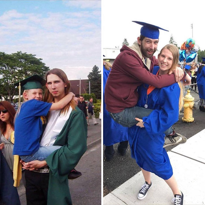 People Repeat Their Photos From The Past (19 pics)