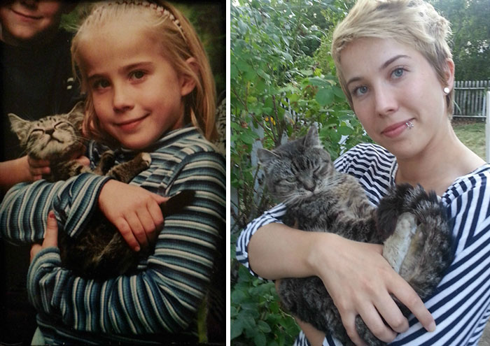 People Repeat Their Photos From The Past (19 pics)