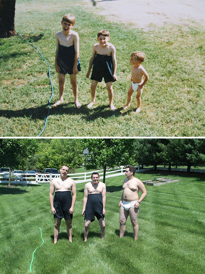 People Repeat Their Photos From The Past (19 pics)