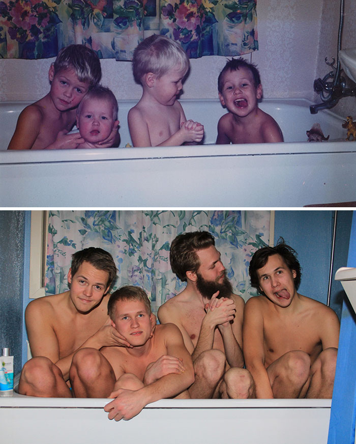 People Repeat Their Photos From The Past (19 pics)