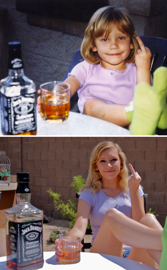 People Repeat Their Photos From The Past (19 pics)