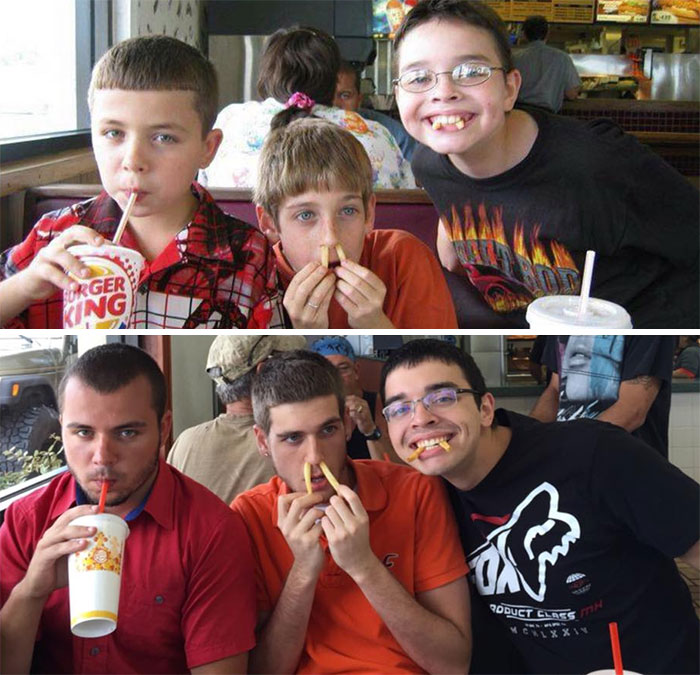 People Repeat Their Photos From The Past (19 pics)