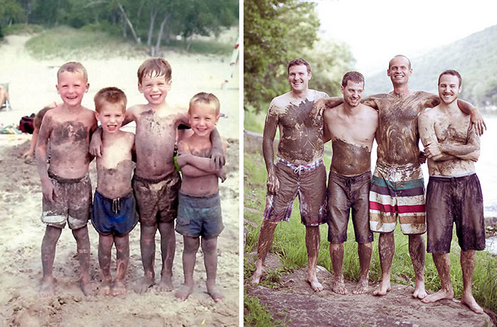 People Repeat Their Photos From The Past (19 pics)