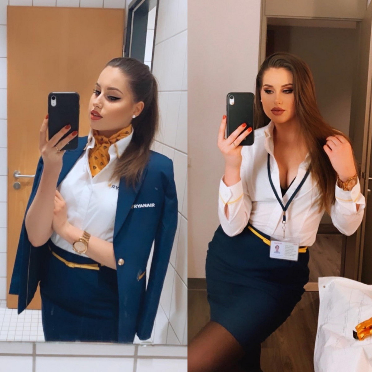 Flight Attendants With And Without Uniform (23 pics)