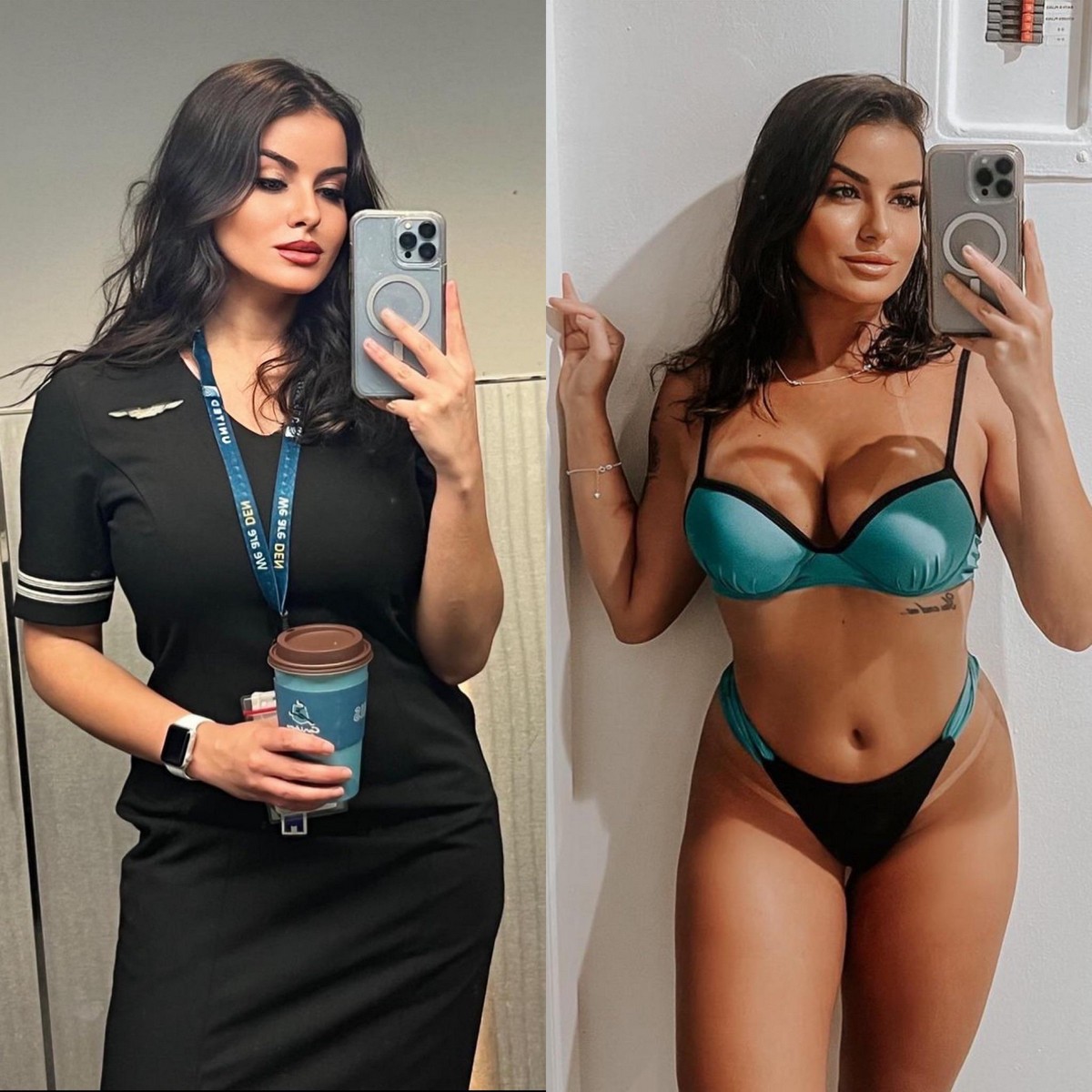 Flight Attendants With And Without Uniform (23 pics)