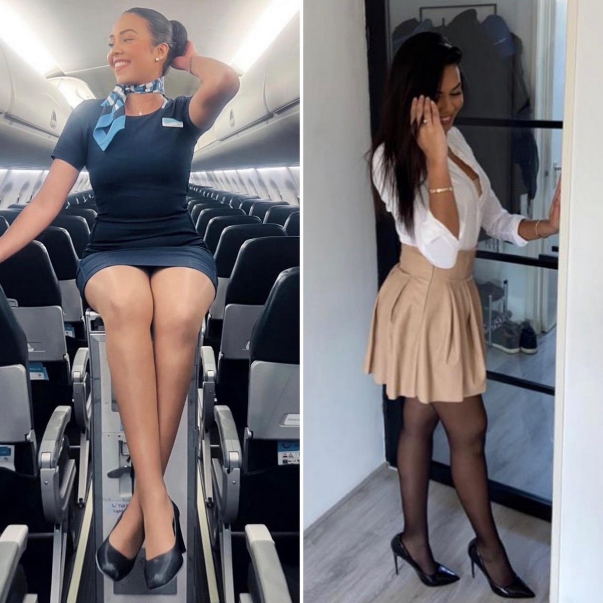 Flight Attendants With And Without Uniform (23 pics)