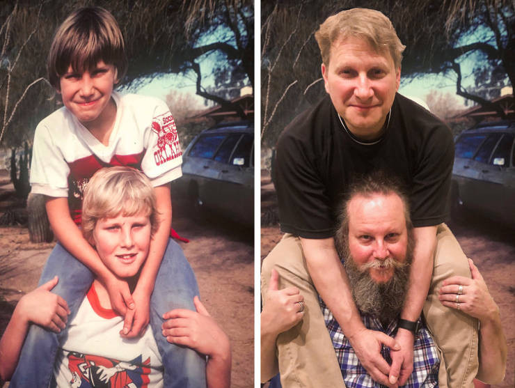 People Repeat Their Photos From The Past (21 pics)