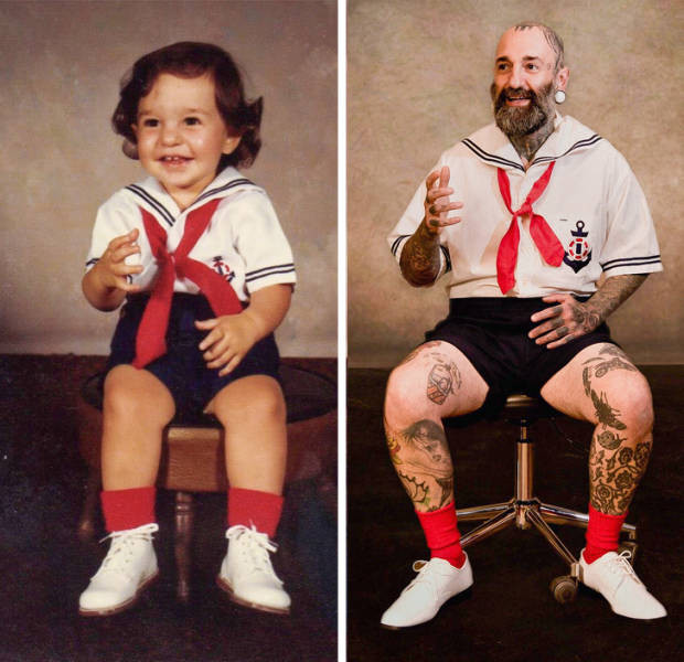 People Repeat Their Photos From The Past (21 pics)