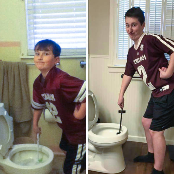 People Repeat Their Photos From The Past (21 pics)