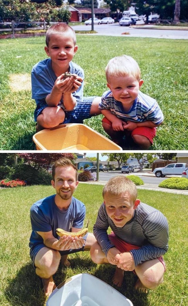 People Repeat Their Photos From The Past (21 pics)
