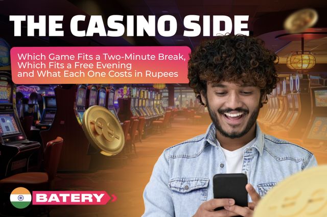 Battery Bet: The Casino Side - Which Game Fits a Two-Minute Break, Which Fits a Free Evening and What Each One Costs in Rupees